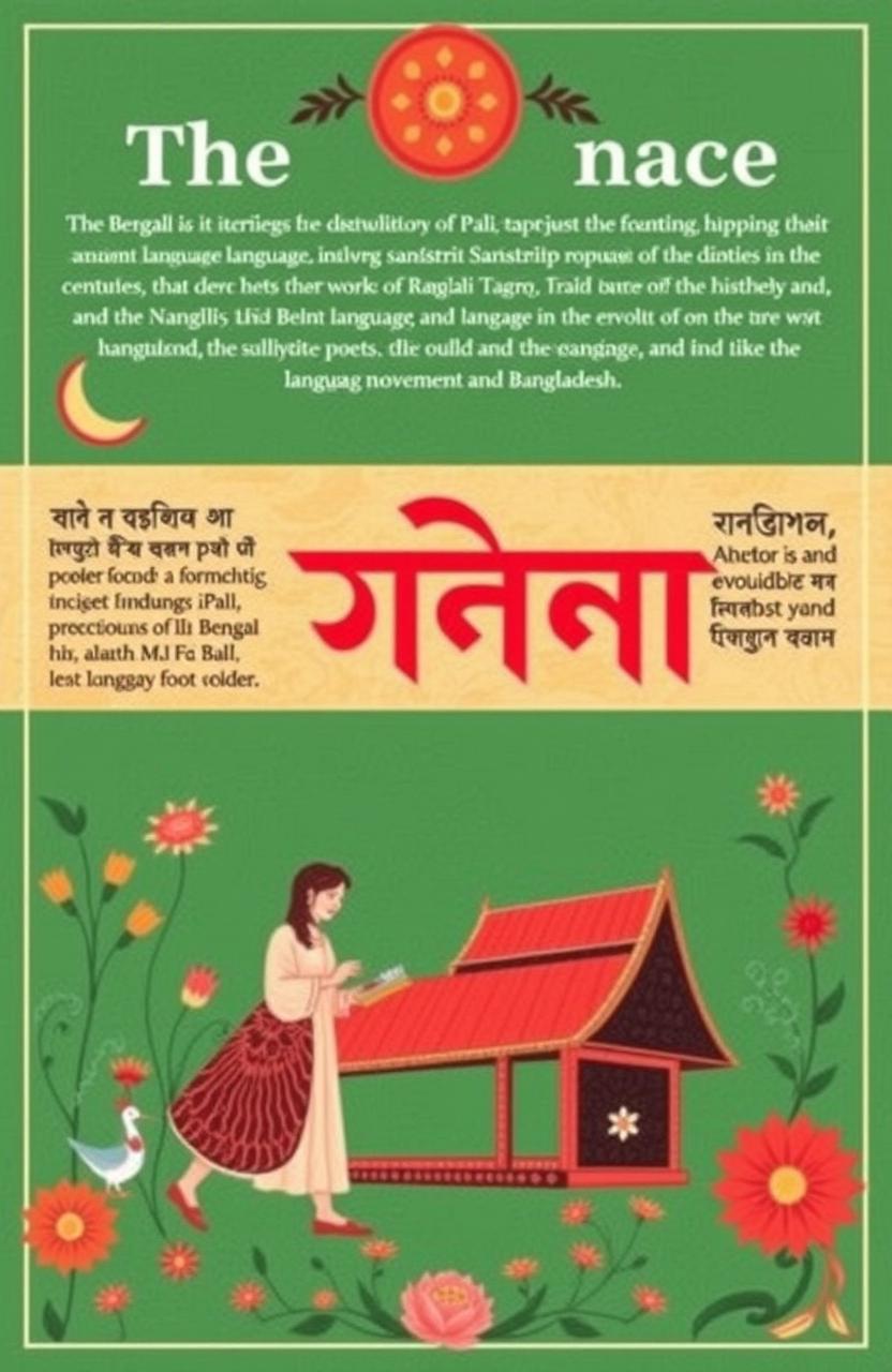 The history of the Bengali language, highlighting its origins rooted in ancient languages, including Sanskrit and Pali