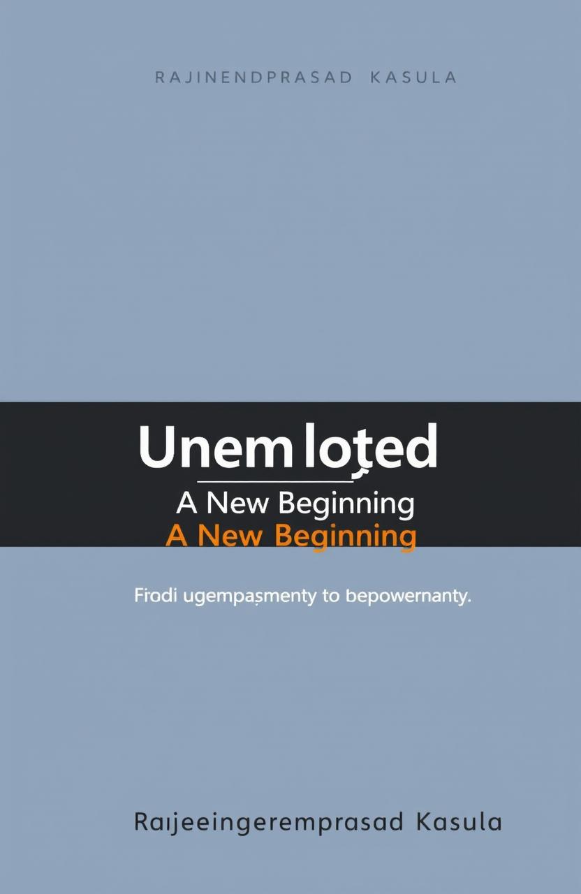 A book cover design for the title 'Unemployed' with the subtitle 'A New Beginning' by Rajendraprasad Kasula