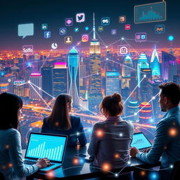 A visually striking and modern depiction of digital marketing strategies in the digital age