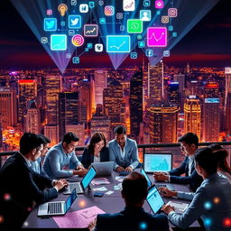 A visually striking and modern depiction of digital marketing strategies in the digital age