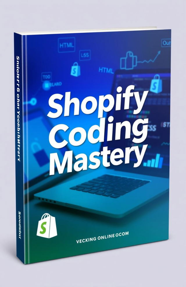 A vibrant ebook cover design showcasing 'Shopify Coding Mastery' as the main title in bold, modern typography