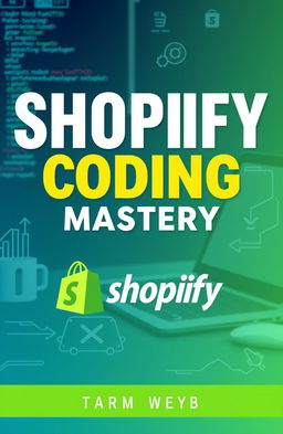 A vibrant ebook cover design showcasing 'Shopify Coding Mastery' as the main title in bold, modern typography