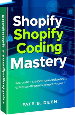 A vibrant ebook cover design showcasing 'Shopify Coding Mastery' as the main title in bold, modern typography
