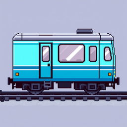 A pixel art train carriage design featuring a combination of blue and cyan tones
