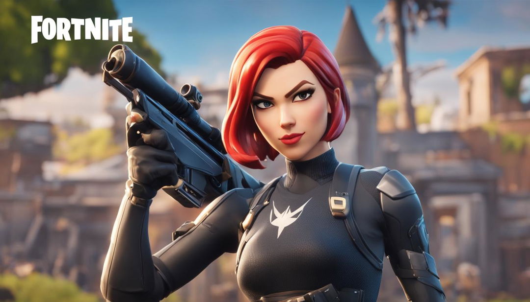 A 32k HD Fortnite YouTube thumbnail featuring a close-up of Black Widow with a detailed shotgun, framed by stylized graphics including the Fortnite logo and 'Best Shotgun Build' text