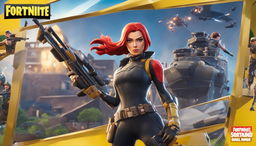 A 32k HD Fortnite YouTube thumbnail featuring a close-up of Black Widow with a detailed shotgun, framed by stylized graphics including the Fortnite logo and 'Best Shotgun Build' text