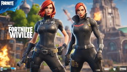 A 32k HD Fortnite YouTube thumbnail featuring a close-up of Black Widow with a detailed shotgun, framed by stylized graphics including the Fortnite logo and 'Best Shotgun Build' text