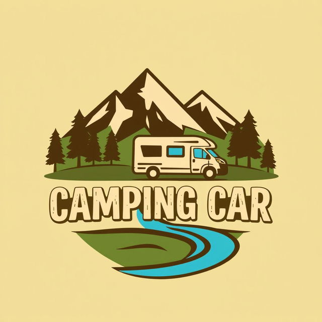 A creative and visually appealing logo design for a camping site called 'CAMPING CAR' located in the region of Tifnoute