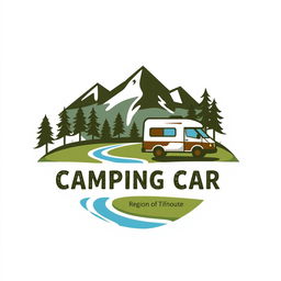 A creative and visually appealing logo design for a camping site called 'CAMPING CAR' located in the region of Tifnoute
