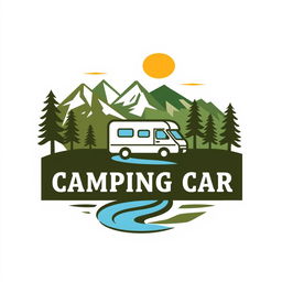 A creative and visually appealing logo design for a camping site called 'CAMPING CAR' located in the region of Tifnoute