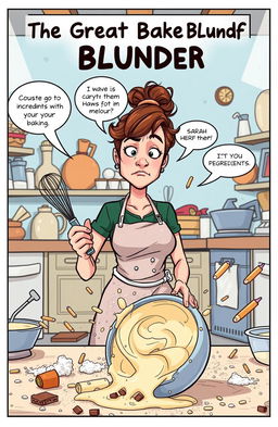 A vibrant comic scene titled 'The Great Bake-Off Blunder'