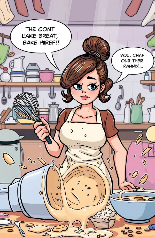 A vibrant comic scene titled 'The Great Bake-Off Blunder'