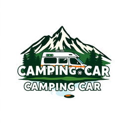 A vibrant and eye-catching logo design for a camping site called 'CAMPING CAR' located in the Tifnoute region