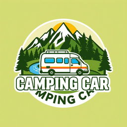 A vibrant and eye-catching logo design for a camping site called 'CAMPING CAR' located in the Tifnoute region