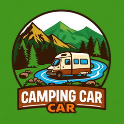 A vibrant and eye-catching logo design for a camping site called 'CAMPING CAR' located in the Tifnoute region