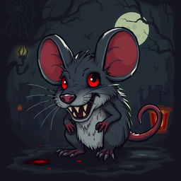 A pixel art style horror mouse, featuring a spooky, dark atmosphere