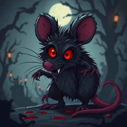 A pixel art style horror mouse, featuring a spooky, dark atmosphere