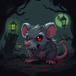 A pixel art style horror mouse, featuring a spooky, dark atmosphere