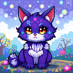A pixel art depiction of a mythical creature resembling a cat, known as a 'kotogora'