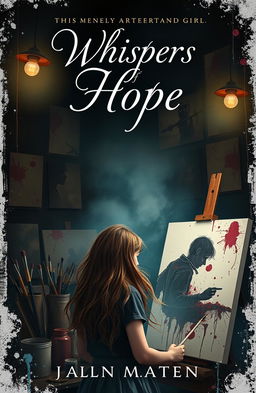 A captivating book cover design for a mystery novel featuring a girl named Hope, who has a passion for painting