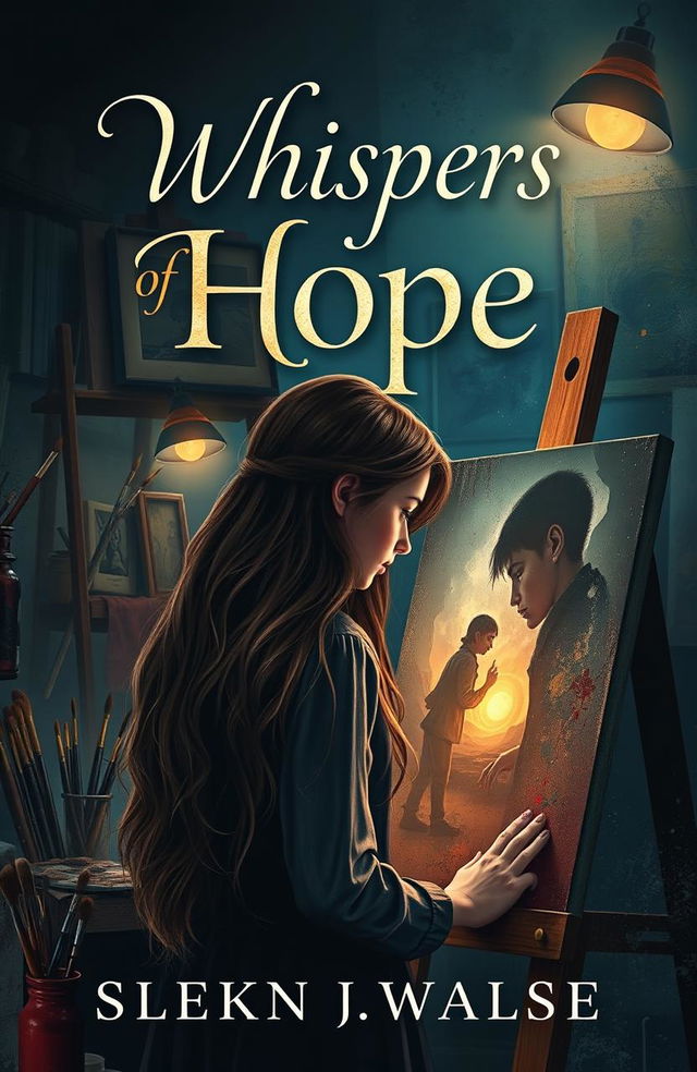 A captivating book cover design for a mystery novel featuring a girl named Hope, who has a passion for painting