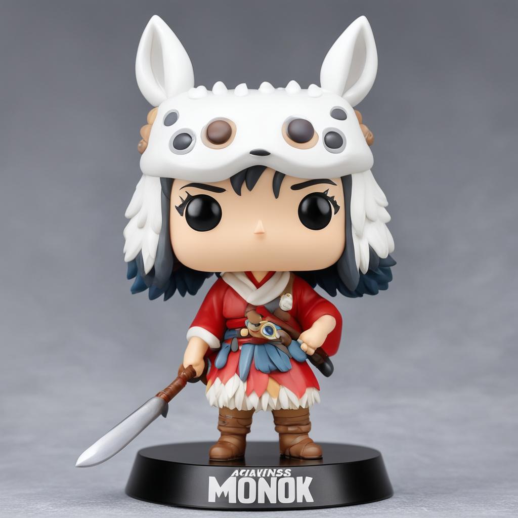 Studio Ghibli-themed Funko Pop vinyl figure of Princess Mononoke against a white background.