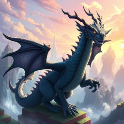 A stylized depiction of the Ender Dragon from a popular video game, reimagined with an alluring and mythical appearance