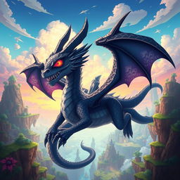 A stylized depiction of the Ender Dragon from a popular video game, reimagined with an alluring and mythical appearance