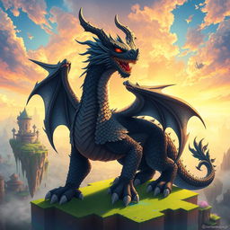 A stylized depiction of the Ender Dragon from a popular video game, reimagined with an alluring and mythical appearance