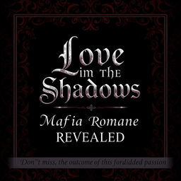 A dark romance ebook cover featuring the fictional title 'Love in the Shadows: A Mafia Romance Revealed' prominently displayed in an elegant and gothic font