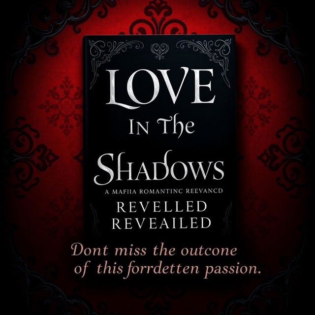 A dark romance ebook cover featuring the fictional title 'Love in the Shadows: A Mafia Romance Revealed' prominently displayed in an elegant and gothic font