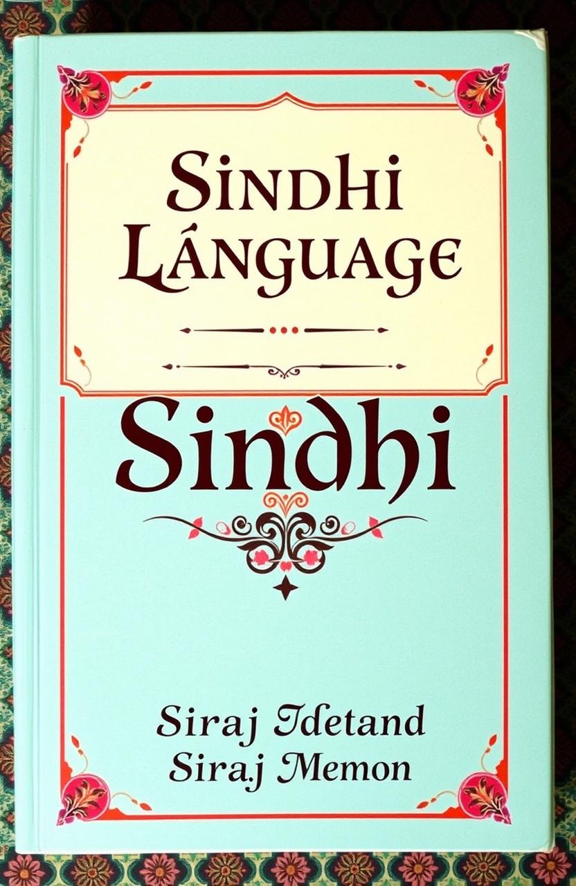 A beautifully designed cover for a book titled "Sindhi Language" authored by Siraj Memon