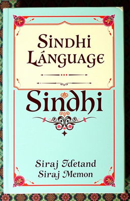 A beautifully designed cover for a book titled "Sindhi Language" authored by Siraj Memon