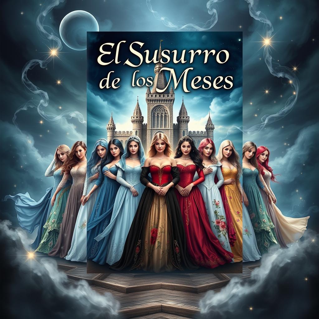 A captivating book cover design for a fantasy novel titled 'El Susurro de los Meses'