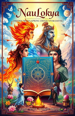 A beautifully illustrated front and back book cover for an A4 sized design featuring a magical realm
