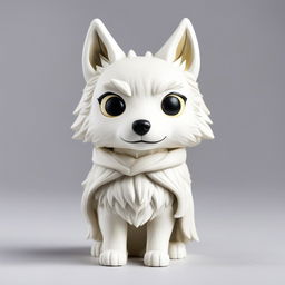 A detailed Studio Ghibli-themed Funko Pop vinyl figure of a white wolf against a white background in an editorial photograph style