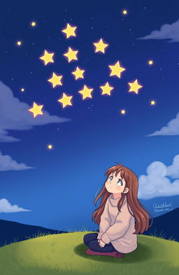 A serene night sky filled with eight twinkling stars, each representing a close friendship