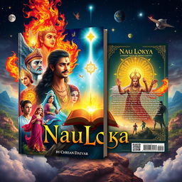 An A4 sized front and back book cover design for 'NauLokya'