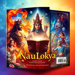 An A4 sized front and back book cover design for 'NauLokya'