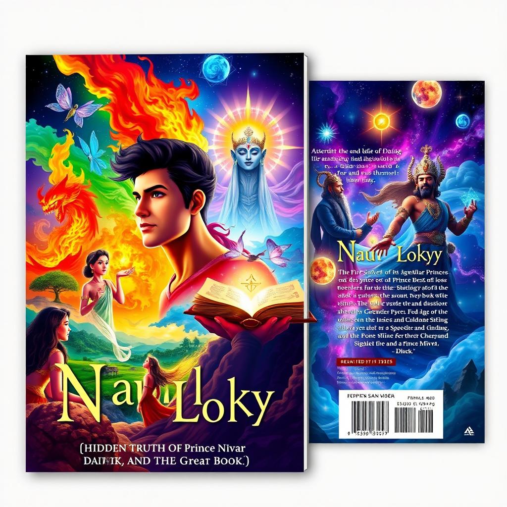 An A4 sized front and back book cover design for 'NauLokya'