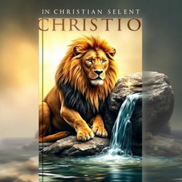 A Christian book cover featuring a powerful image of a majestic lion seated next to a solid rock, with a clear spring of water flowing from the rock