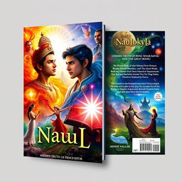 An A4 sized front and back book cover design for 'NauLokya'