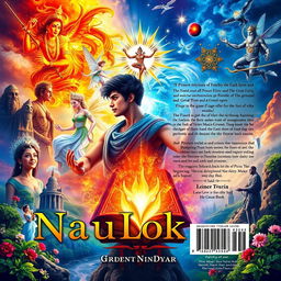 An A4 sized front and back book cover design for 'NauLokya'