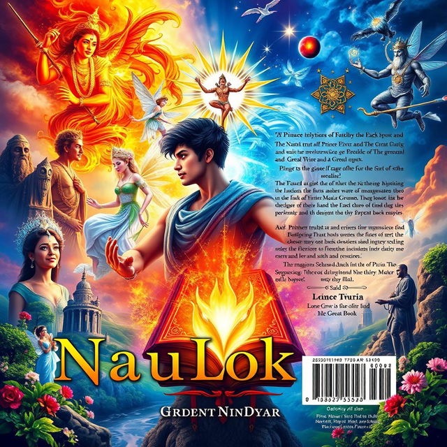 An A4 sized front and back book cover design for 'NauLokya'