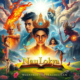 An A4 sized front and back book cover design for 'NauLokya'