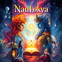 An A4 sized front and back book cover design for 'NauLokya'