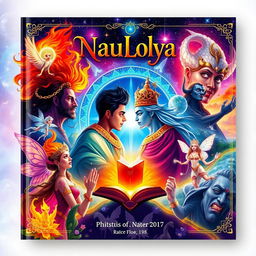 An A4 sized front and back book cover design for 'NauLokya'