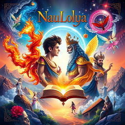 An A4 sized front and back book cover design for 'NauLokya'