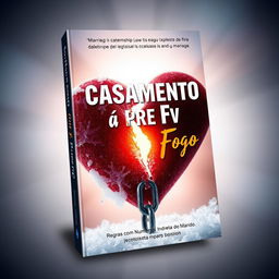 An eBook cover titled 'Casamento à Prova de Fogo', exploring difficult relationship themes in marriages for people over 30, including financial issues, emotional coldness, infidelity, past relationship traumas, addictions, jealousy, and the impact of pornography