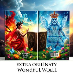 A captivating front and back book cover design for an A4-sized fantasy novel